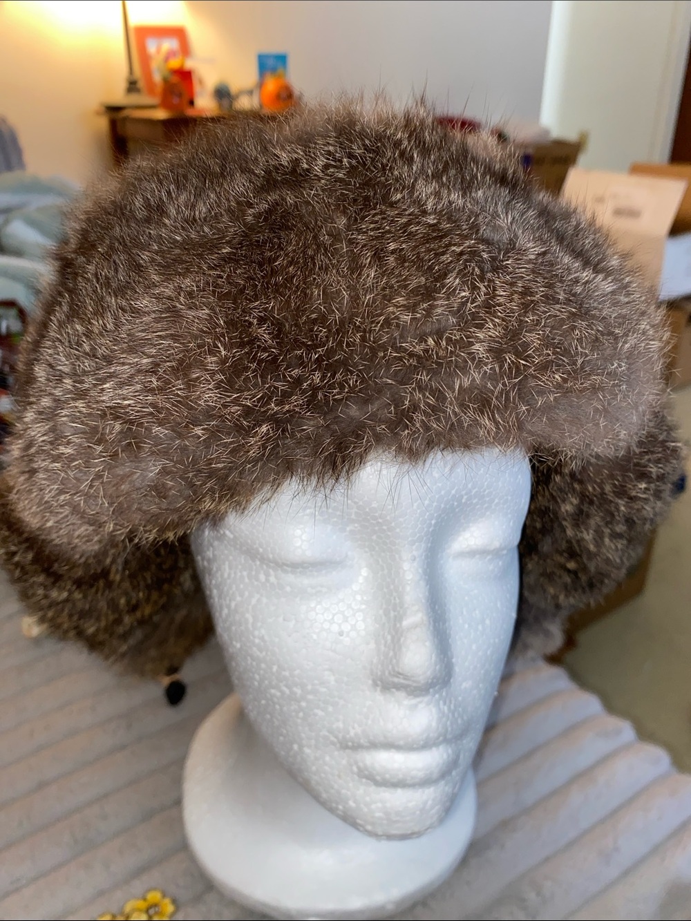 Mad Bomber rabbit fur khaki trapper hat large